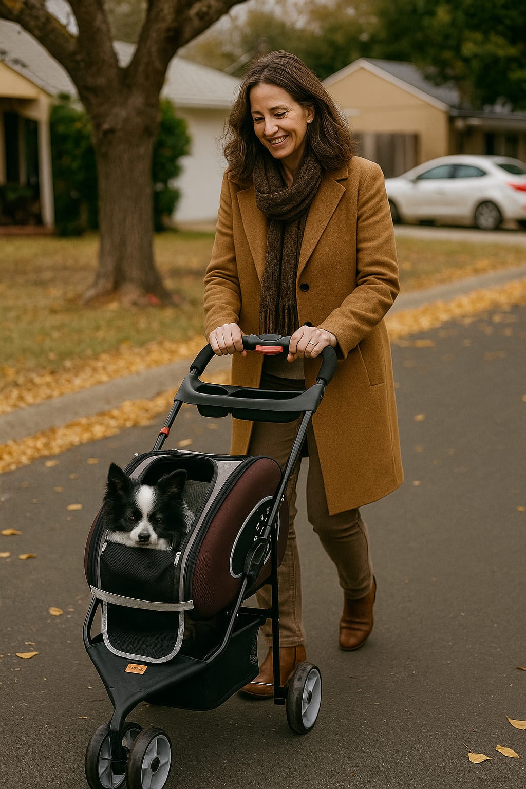 Carrito Multifuncional 5 en 1 para Perros y Gatos Diseño Premium Marron (Hasta 8 kg)
