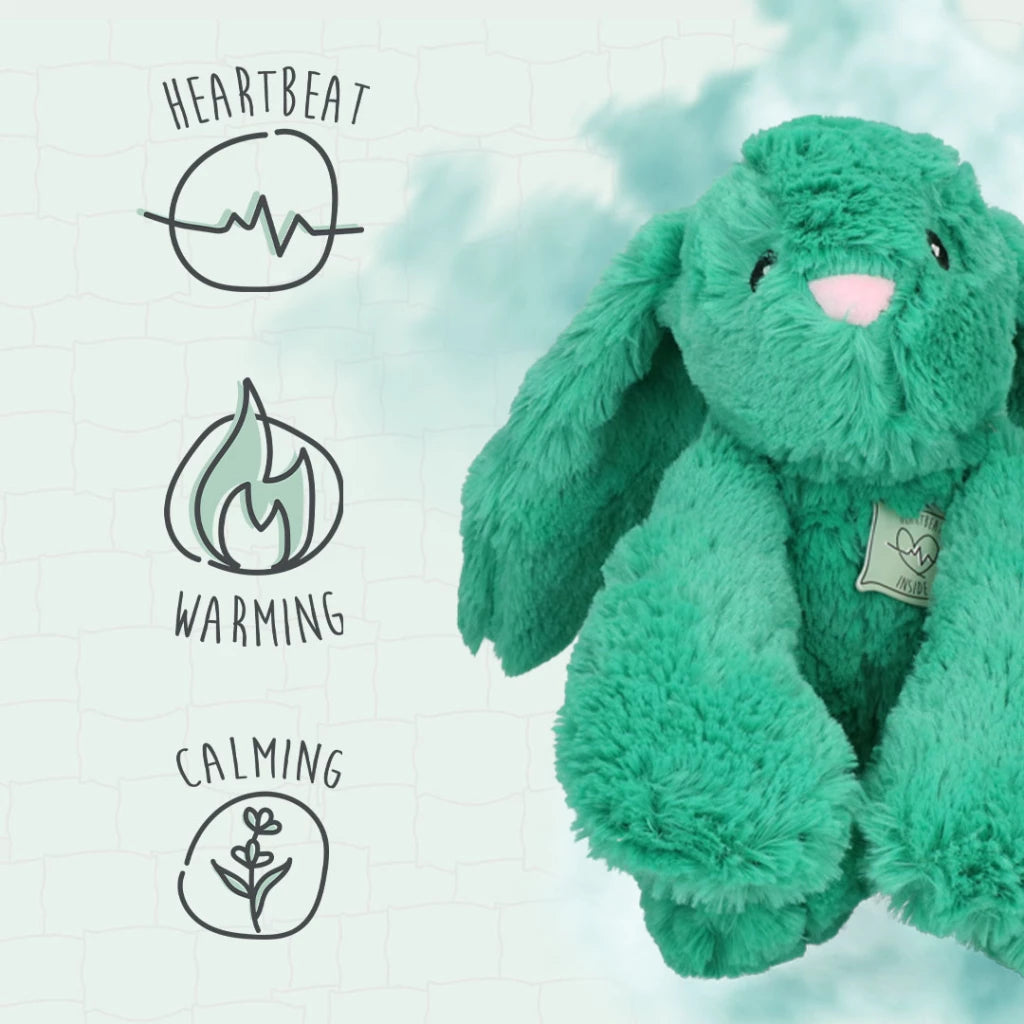 Peluche Conejito Verde Calmante con Calor y Latido para Perros