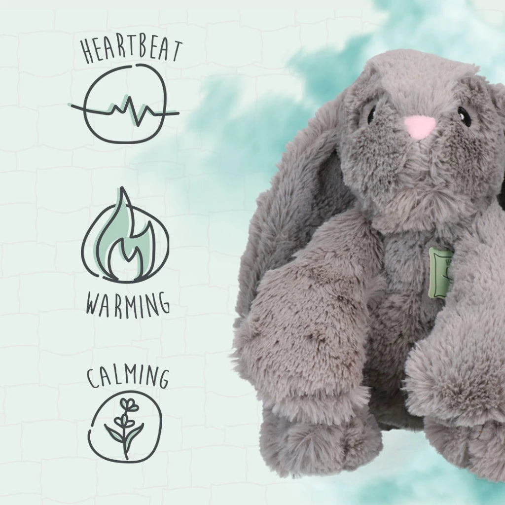 Peluche Conejito Verde Calmante con Calor y Latido para Perros