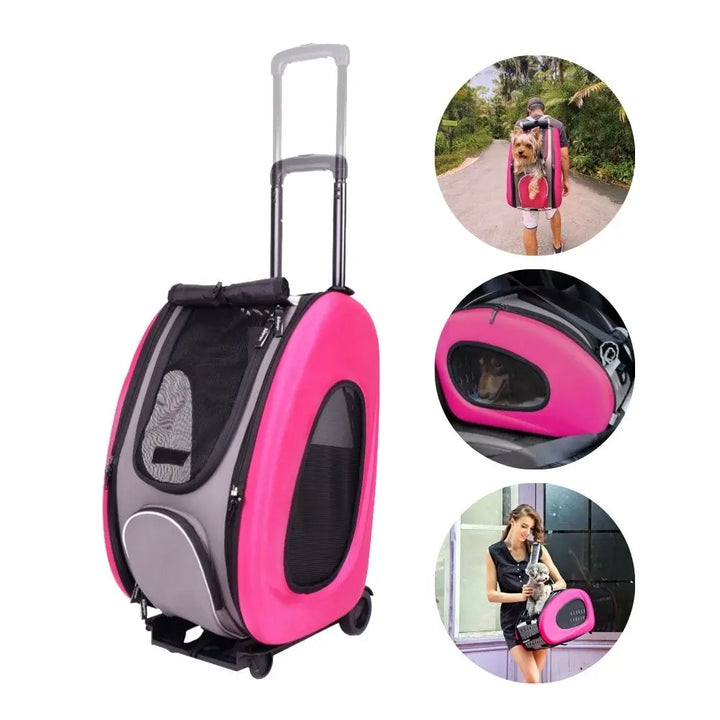Trolley para Perros y Gatos 4 en 1 de Ibiyaya: Transportín con Ruedas, Mochila y Bolso (Hasta 8 kg) 🎁Regalo Premium Incluido 🎁