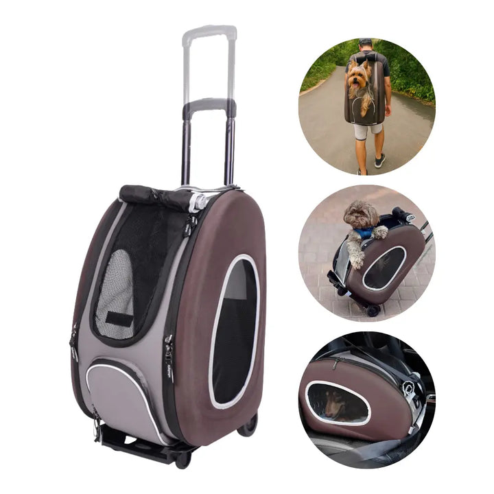 Trolley para Perros y Gatos 4 en 1 de Ibiyaya: Transportín con Ruedas, Mochila y Bolso (Hasta 8 kg) 🎁Regalo Premium Incluido 🎁