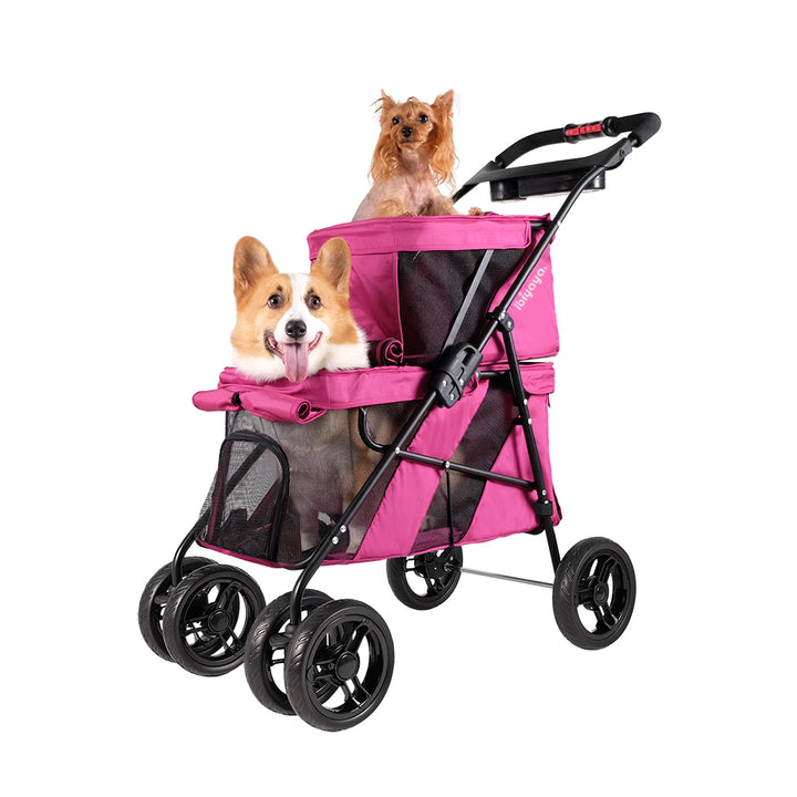 Ibiyaya Carrito Doble para Mascotas y Gatos Color Gris– Confort y Estilo en Cada Paseo