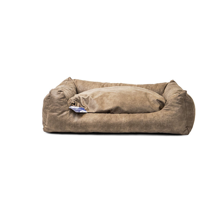 Cama de lujo para perros con cojín ergonómico y base antideslizante Cognac