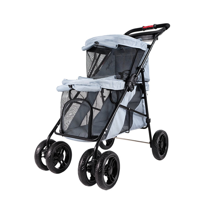 Ibiyaya Carrito Doble para Mascotas y Gatos Color Gris– Confort y Estilo en Cada Paseo