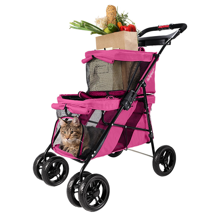 Ibiyaya Carrito Doble para Mascotas y Gatos Color Gris– Confort y Estilo en Cada Paseo