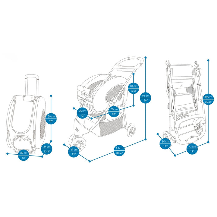 Carrito Multifuncional 5 en 1 para Perros y Gatos Diseño Premium Marron (Hasta 8 kg)