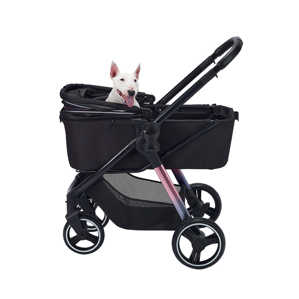 carrito ibiyaya retro luxe negro para perros medianos hasta 25 kg