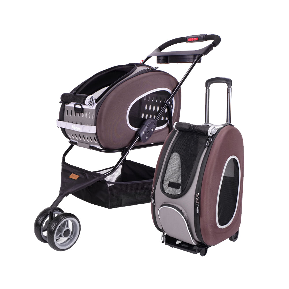 Carrito Multifuncional 5 en 1 para Perros y Gatos Diseño Premium Marron (Hasta 8 kg)