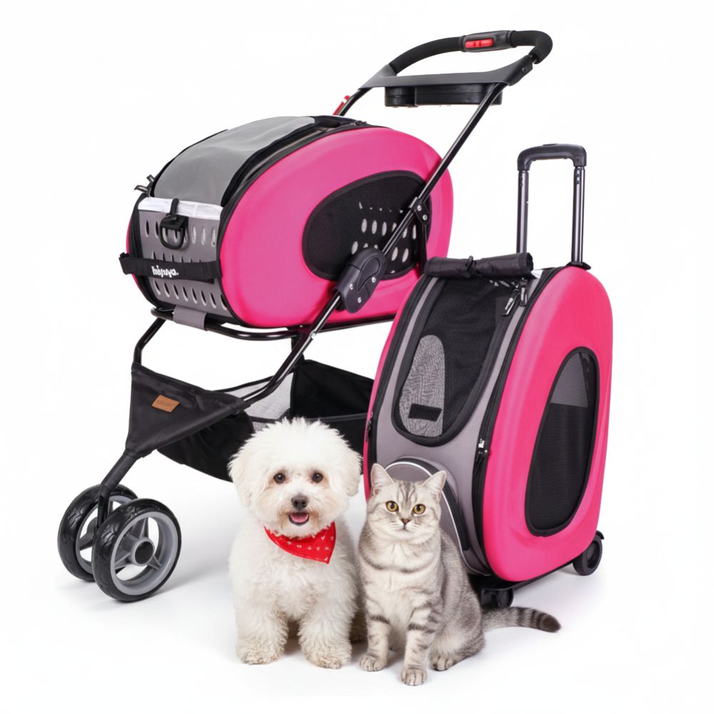 Carrito Multifuncional 5 en 1 para Perros y Gatos Diseño Premium Rosa - Ibiyaya