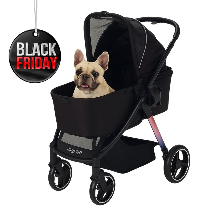 carrito ibiyaya retro luxe negro para perros grandes hasta 25 kg