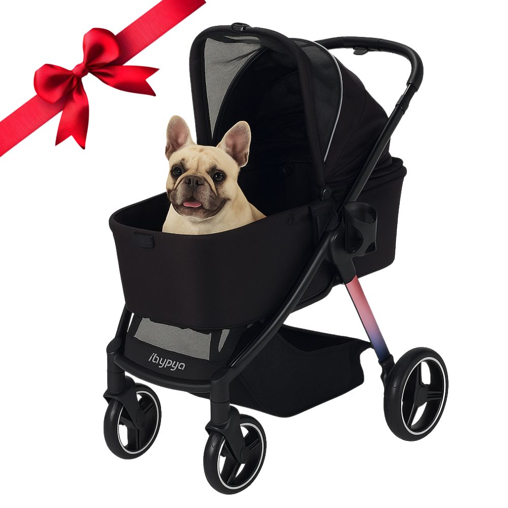 carrito ibiyaya retro luxe negro para perros medianos hasta 25 kg