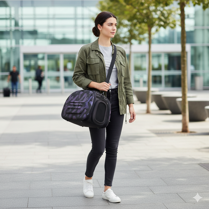 transportin plegable ibiyaya 2 en 1 lila hasta 6 kg